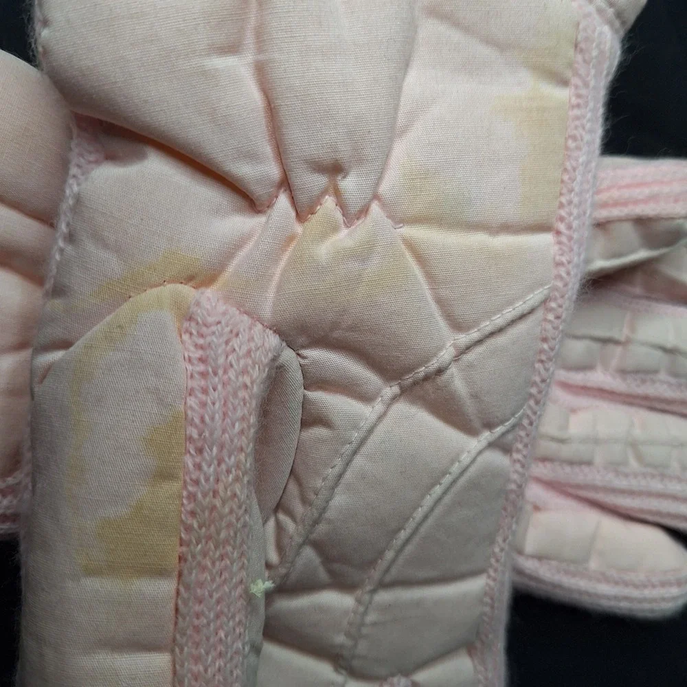 Fownes Vintage Womens Pink Quilted Winter Gloves Knit Trim Size‎ B WPL 9522